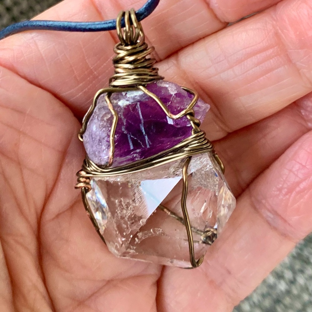 Amethyst, & Herkimer Diamond Pendant - Picture 13 of 13